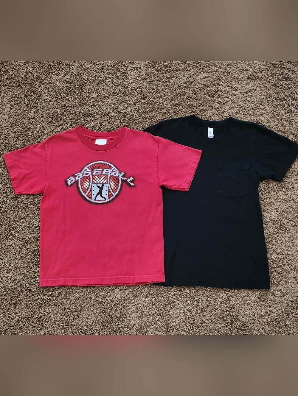 Prospirit Red Baseball Graphic T-shirt with Black T-shirt Bundle